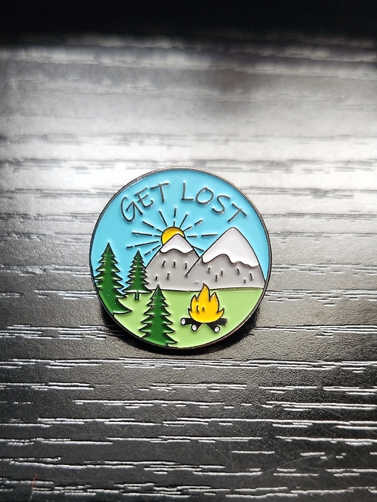 None Jewelry - Get Lost Enamel Pin - Mountain Campfire